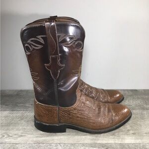 Lucchese Handmade L5085 Ostrich Brown Leather Cowboy Western Mens Boots Size 8.5